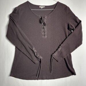 Ariat Women Pullover Knit Top XL Brown Shirt Long Sleeve